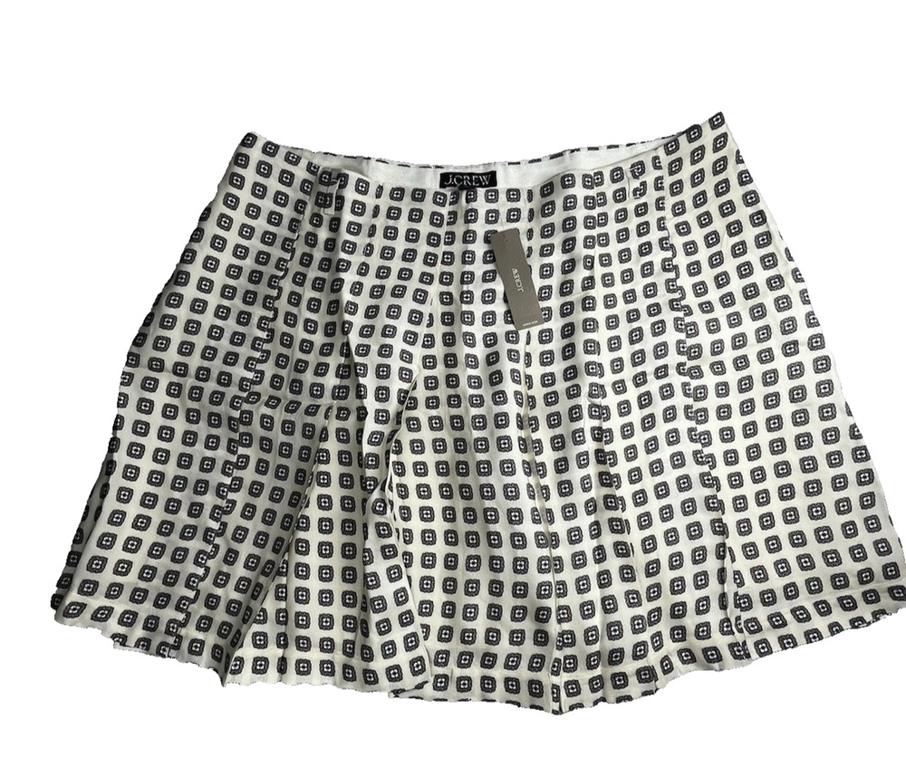 J Crew Pleated Mini Prep Skirt 14 Foulard Print Preppy Academia Flowy NO BELT